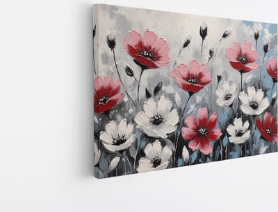 Saammp Canvas Schilderij - Grijstinten - Bloemen - Abstract - 30x20 - Foto op canvas - Wanddecoratie - Muurdecoratie Woonkamer - Kantoor Decoratie