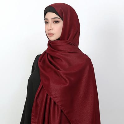 Femme Grande Taille Uni Uni Mousseline Plissée Argenté Hijab Écharpe Dame Haute Qualité Châles Et Écharpes Bandeau Musulman Turban Islamique brown