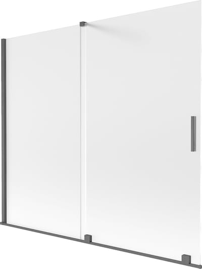 Mexen Velar badwand tweevleugelig schuifbaar 180 x 150 cm, rijp, geborsteld kanongrijs - 896-180-000-31-66