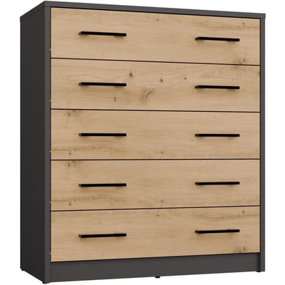 Schoenenkast ALEX – Modern design met 5 deuren en zwart kunststof handgrepen | Antraciet & Artisan