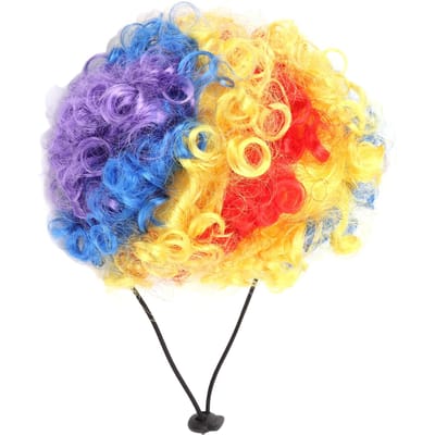 Perruque de Clown pour Chien Mignonne Attrayante Unique Animal de Compagnie Perruque Amusante avec Col et Cravate pour Petits Chiens Chats blue