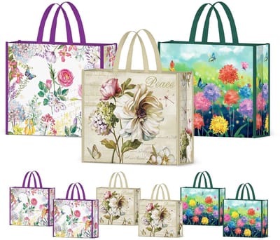 Allecto - Herbruikbare Boodschappentassen - Eco-vriendelijk - Opvouwbaar - Bloem Vlinder - Duurzaam - Geschikt voor Volwassenen