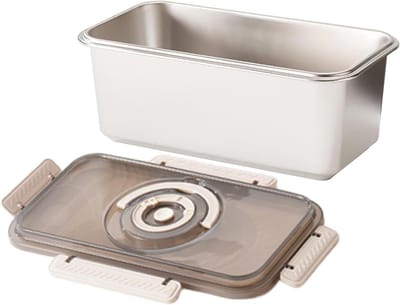 Broodcontainer Staal - Broodtrommel Keuken - Brood Vers Houden - Luchtdichte Afdichting - 35 cm Lengte - Zilver