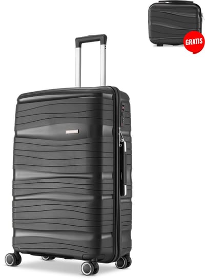 SC Travelin' Charm Handbagage Koffer – 40L – Cijferslot – 35x21x54 cm – Lichtgewicht & Duurzaam – Inclusief Gratis Pouch – Zwart V2