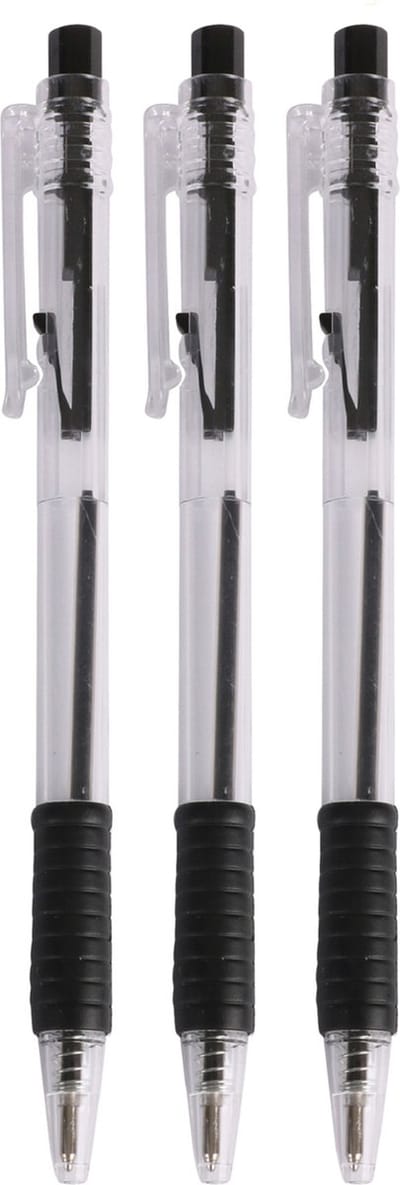 Urban Living Balpennen - 8x stuks - zwart - softgrip - kliksysteem