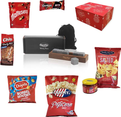 Kerstpakket 2026 – Whiskey set 6 - Origineel Kerst Pakket – Unieke Kerstpakketten – Christmas Present – Kerstcadeau voor hem haar collega man vrouw - Qwality
