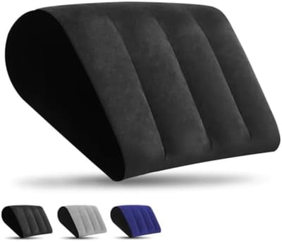 PromoHome Opblaasbaar Wigkussen voor Reizen - Lichtgewicht Draagbaar Zuur Reflux Kussen, Ergonomische Bedwig Ondersteuning voor Lezen, Rugpijn, Beenpijn en Zwelling Verlichting - Zwart