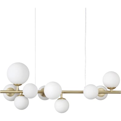 IDEAL LUX Perlage hanglamp, lengte 81 cm, messing/wit, 10-lamps