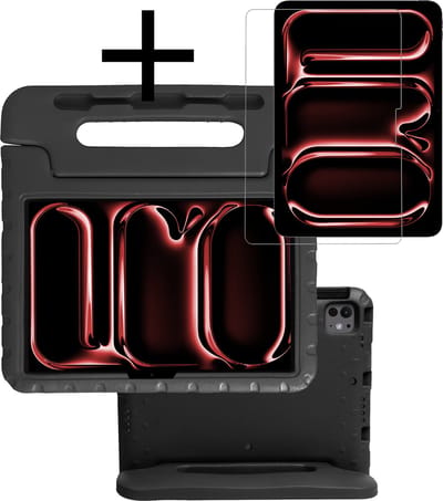 Hoes - Geschikt voor Apple iPad Pro (2024/2025) - 11 inch - Met Screenprotector - Kinderhoes Shockproof Bumper - Kidsproof Case - Tablet Hoesje - Kinder Cover - Zwart