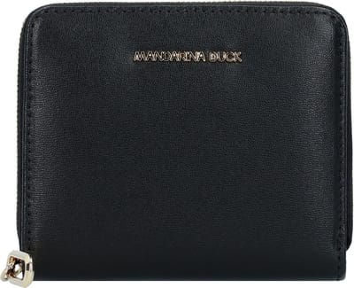 MANDARINA DUCK Leren Portemonnee Luna Zip Wallet Black Zwart