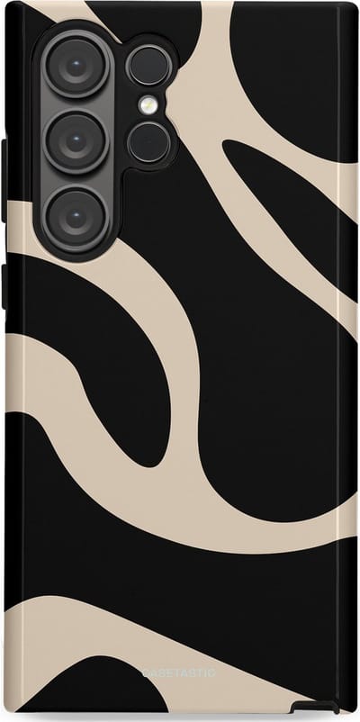 Casetastic hoesje geschikt voor Samsung Galaxy S23 Ultra - Dubbellaagse bescherming - Zwart Zand Organische Golven - Fashion Case - Zwart Zand