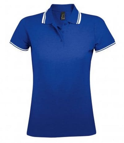 SOLS Dames/dames Pasadena getipt korte mouw Pique Polo Shirt (Koninklijk/Wit)