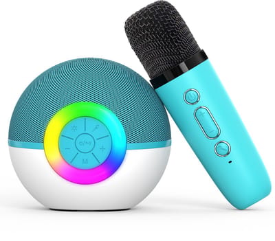 QTTVBTNA - Karaoke Set voor Kinderen - Draadloze Bluetooth Speaker met 1 Microfoons - Met Feestelijke Lichtjes - Ideaal Cadeau voor Verjaardag, Sinterklaas, Kerstmis, Schoolfeest of Als Verrassingscadeau - Groen