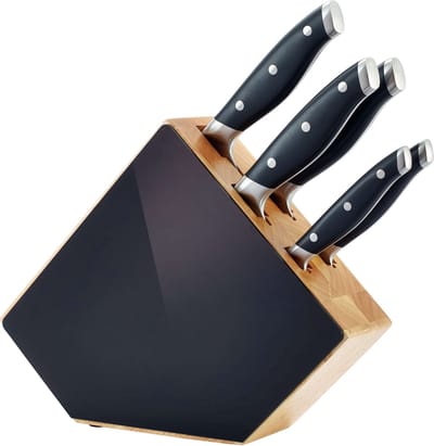 Richardson Sheffield Grand Chef – 5-delig Messenblok – Rubberhout & Zwart- 13/0 Messenstaal – Sterk, Duurzaam & Betrouwbaar-Cadeauverpakking