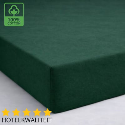 Sleeps Dubbel Jersey Hoeslaken Katoen Groen - 90 x 200 cm - Heerlijk Zacht - Strijkvrij - Stretch - Dubbel Dikke Kwaliteit