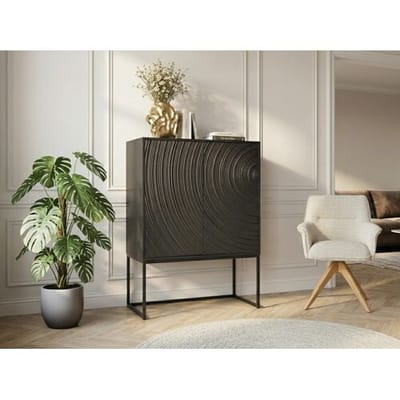 Highboard wandkast zwart mangohout 120 cm