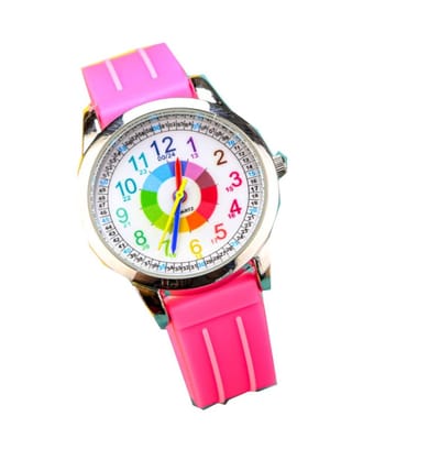 Kinderhorloge Meisjes – Regenboog Horloge – Analoge Wijzers – Roze