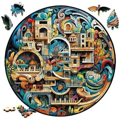 Aardse Scenery Rond Puzzel Kunst Onderscheidend Vormgegeven Stukken Speelgoed ideaal voor Volwassenen Kerstmis verjaardag Landschapsvorming Cadeau W14430WW-