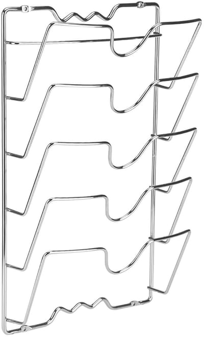 Dailygoods- Pan Deksel Rek - Anti-roest - Opbergoplossing - Voor 5 Deksels - Robuust IJzermateriaal - Duurzaam en Corrosiebestendig - Dekselhouder