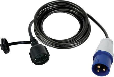 Perel Verloopkabel, H07RN-F 3G1.5, 3 m, 16 A/230 V, 3680 W, type F naar CEE, voor binnen en buiten, rubber, blauw