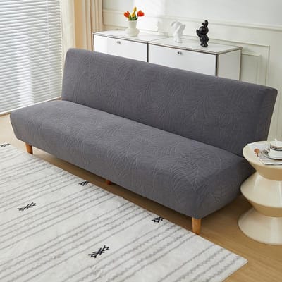 Waterdichte jacquard blad bloemvormige opvouwbare slaapbankhoes met hoge elasticiteit, geschikt voor alle seizoenen M(160-190cm)
