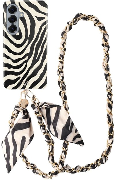 AVY Hoesje Met Telefoonkoord | Geschikt voor Samsung Galaxy S26 Plus | Compatibel met MagSafe & Qi2 | Hard Shell Back Cover | Stijlvol Bijpassend Koord Crossbody (120CM) | Serengeti Zebra