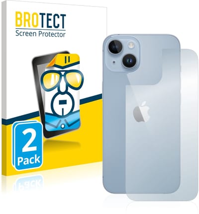 BROTECT - Screenprotector voor Apple iPhone 14 (Achterkant) - Folie Beschermfolie transparant 2 Stuks