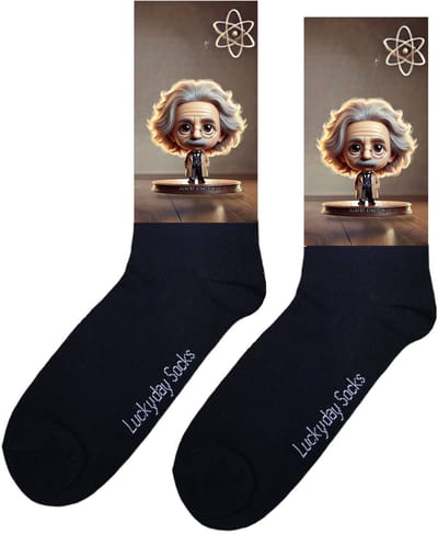Einstein - Opkikker - Grappige sokken - Valentijns cadeau - Verjaardag cadeau - Sint cadeau - Leuke sokken - Aparte sokken - Vrolijke sokken - Cadeautje - Grappige cadeau - Kerstsokken - Vaderdag - Moederdag - Natuurkunde - Socks maken Happy - 37-44
