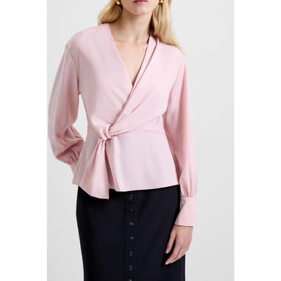 French Connection Laurel Crepe Peplum Top Peach Pink Maat: 10 | Longsleeves Outlet | Dames | Roze