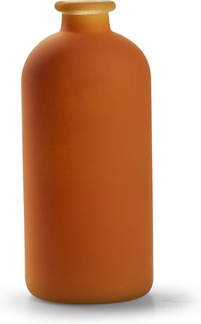Jodeco Bloemenvaas Avignon - Fles model - glas - mat oranje - 25 x 11 cm