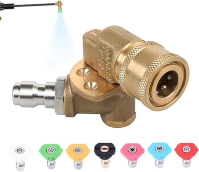 Hogedrukkoppeling Set - Draaibare Adapter - Onderwagen Reinigen - Zeven Sproeipatronen - 9.5 cm - Goud