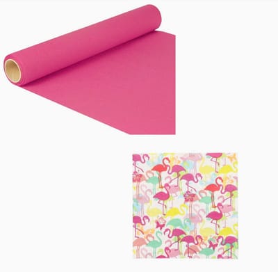 Tafelloper papier "ROYAL Collection" 5 m x 40 cm (1 rol) roos en 20 x tafel Servetten " flamingo party " 33x33cm 3 Laags Ecolabel / Papieren servetten – wegwerpservetten Feest/verjaardag/BBQ/Picknick Lente Zomer