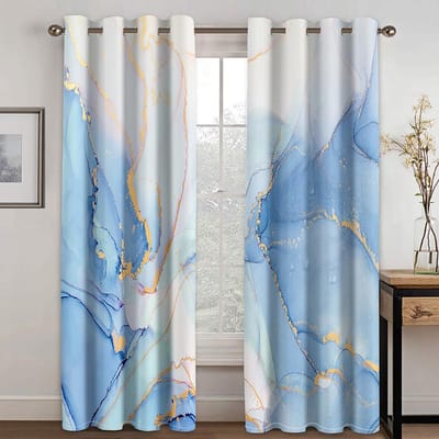 Moderne Kleurrijke Marmer Abstracte Kunst Crack Dun 2 Stuks Lichtfilterend Gordijn voor Woonkamer Slaapkamer Huis Raam Draperie Decor 50W130H(CM) 2PCS gray