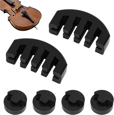 Set van 6 Rubber Oefendempers voor Viool en Cello, Inclusief Claw en Ronde Tourte Stijl Demper Accessoires voor Viool en Altviool