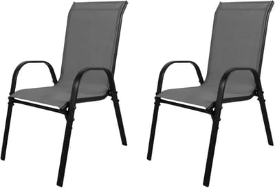 Tuinstoelen Stapelbaar - Textielbespanning Stoelen - Buiten Zitten - Compleet Gemonteerd - 2 Stuks XL - Zwart Antraciet
