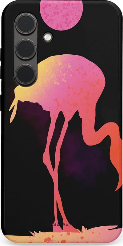 Casetastic Hoesje Geschikt voor Samsung S24 - Stijlvolle Beschermende Duo-layer Case - Silhouet Flamingo