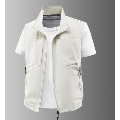 Zomer Heren Vest Outdoor Mesh Dunne Opstaande Kraag Jas Sport Sneldrogend Vest Vissen Paardenclip Schouder 3XL