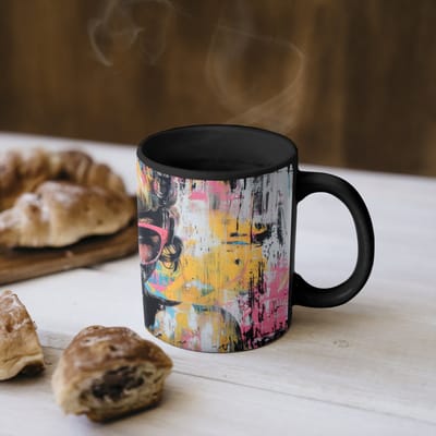 Magische Mok - Foto op Warmte Mokken - Koffiemok - Zonnebril - Vrouw - Kleurrijk - Verfspetters - Magic Mok - Beker - 350 ML - Theemok
