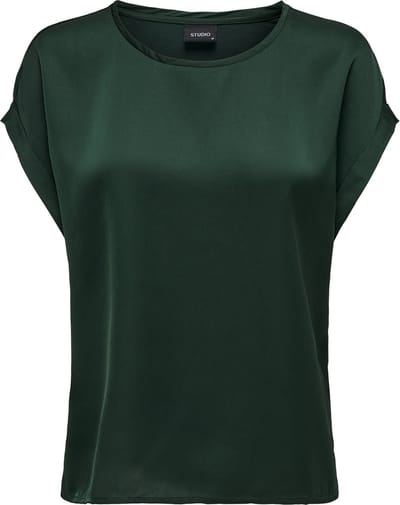 ONLY Dames Glanzende Top met Zijde Optiek Zijdezachte Korte Mouw Blouse
