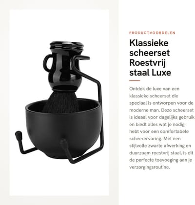 Dailygoods- Scheerset Heren - 3-in-1 Houder - Roestvrij Staal - Scheerkom - Scheerkwast - Duurzaam en Luxe Ontwerp - Scheerkit
