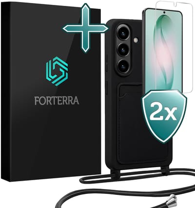 Hoesje Geschikt voor Samsung S26 Case Siliconen Hoes Met Koord Met 2x Screenprotector - Hoes Geschikt voor Samsung Galaxy S26 Met Telefoonkoord Hoesje Backcover - Zwart