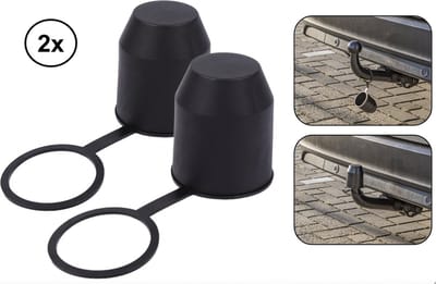 2x PD® Trekhaakdop - Met ring - 7cm x 5.5cm - Trekhaakdoppen - trekhaak dop - trekhaakdop zwart