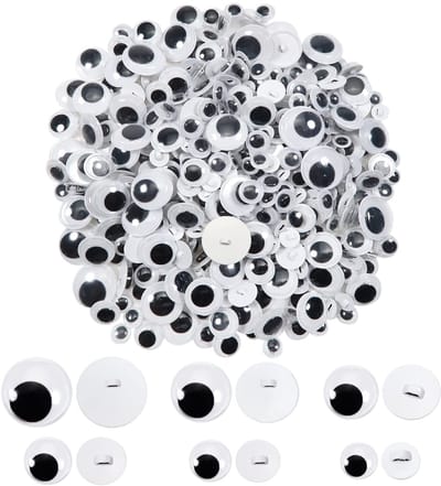 Dailygoods- Wiebelogen Groot - 200 Stuks 8 mm - Zelfklevend - Ronde Zwarte Kunststof - Beweegbare Pupillen - Geschikt voor DIY Ambachten - Kunstogen