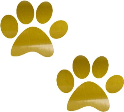Familiestickers - hondenpootje - autosticker / muursticker - goud glans - 9,5 cm x 11,5 cm - 2 stuks