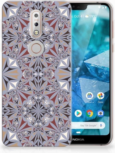 Nokia 7.1 TPU Siliconen Hoesje Flower Tiles
