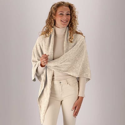 Gebreide omslagdoek - Dames - Woolwhite - Wool white / One Size
