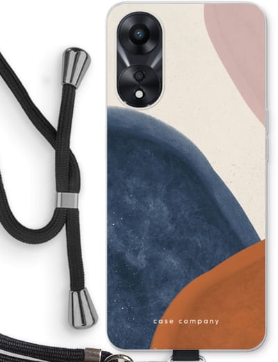 Case Company® - Hoesje met koord geschikt voor Oppo A78 5G hoesje met Koord - Geo #1 - Telefoonhoesje met Zwart Koord - Bescherming aan alle Kanten en Over de Schermrand