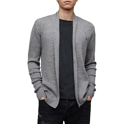 AllSaints Mode Merino Open Car Grey Marl Maat: XXL | Cardigans Outlet | Heren | Grijs
