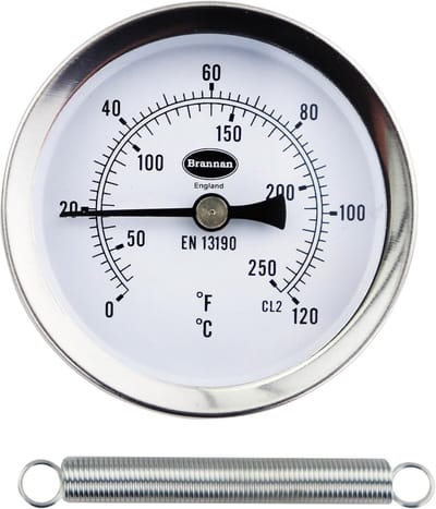 Pijpthermometer - Temperatuurmeter - Leidingen Meten - Hoge Nauwkeurigheid - 0-120 °C - Zilver