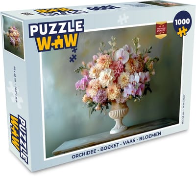 Puzzel Orchidee - Boeket - Vaas - Bloemen - Legpuzzel - Puzzel 1000 stukjes volwassenen